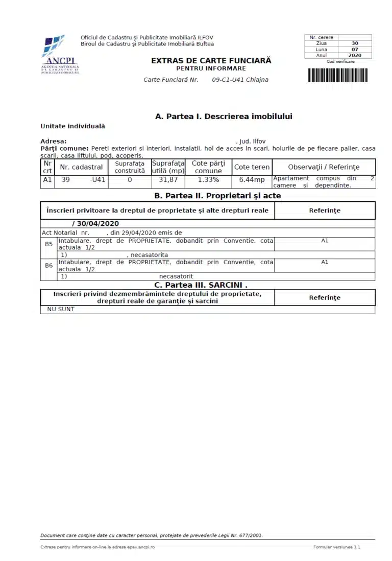 extras de carte funciara